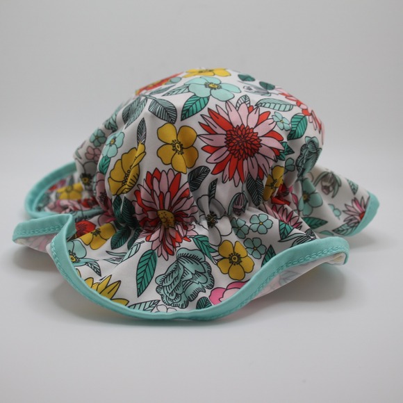 Floral Baby Sun Hat Infant Toddler Girl White Colorful Flowers Cute Summer - Picture 1 of 4
